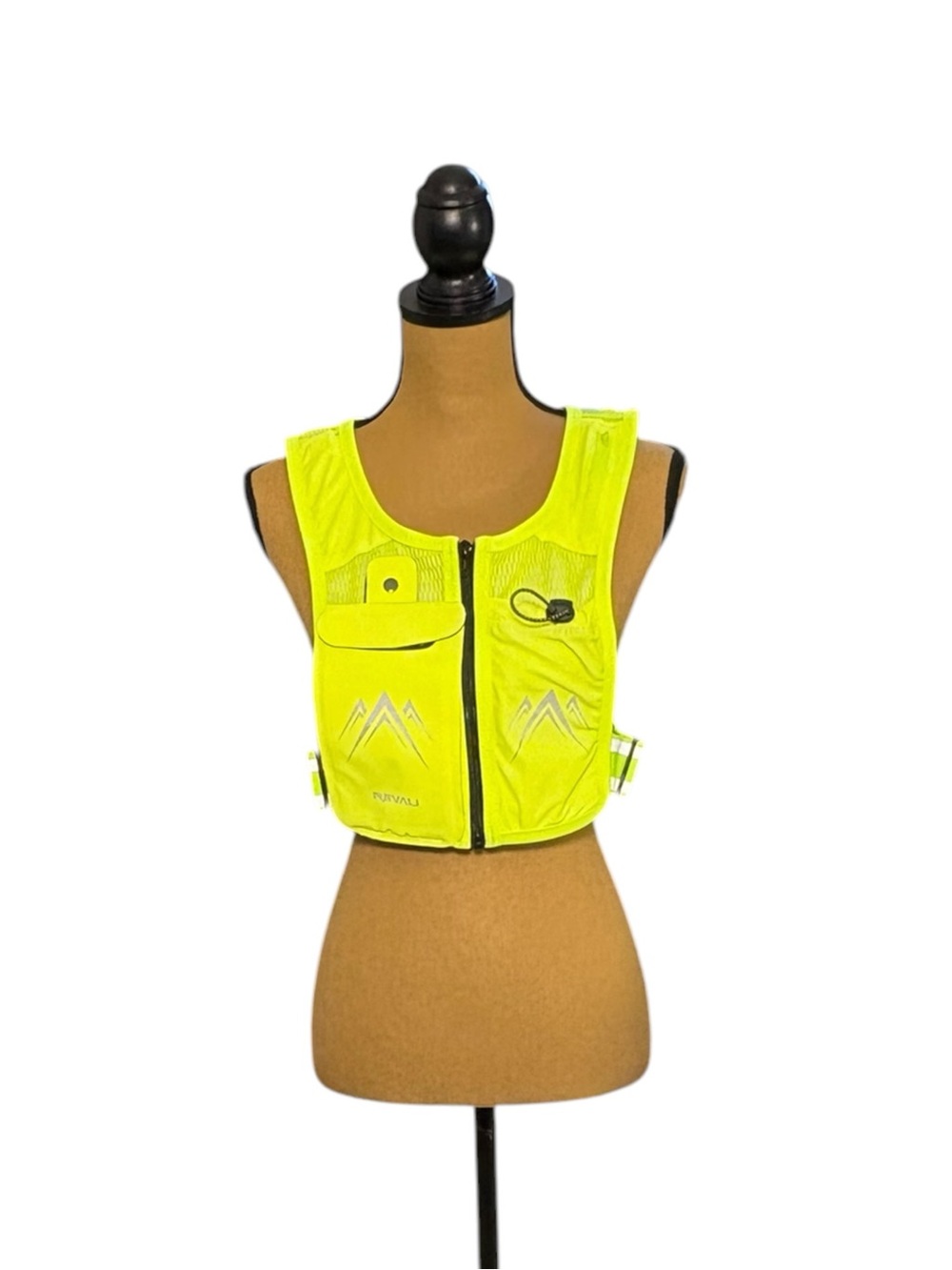 REVALI M/L Reflective Running Hydration Vest Neon Yellow Hi Vis Phone Holder